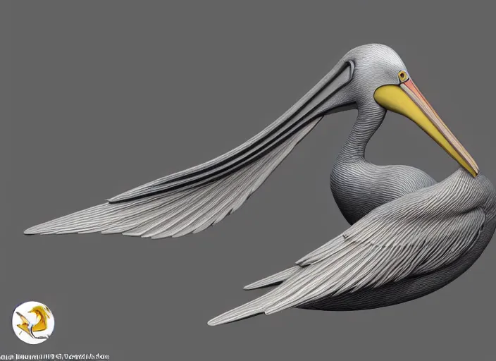 Image similar to 3d model of pelican, 8k, detailed, realistic