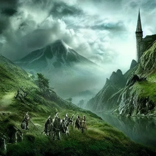 Image similar to Best Lord of the rings beautiful landscape