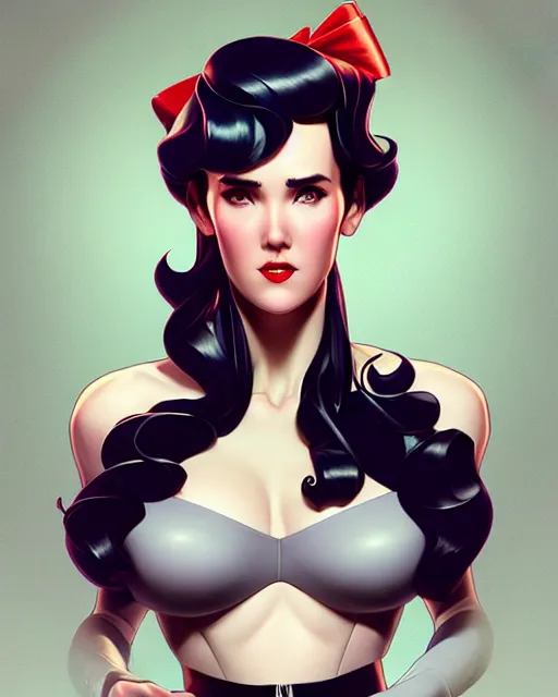 Prompt: a pin up and beautiful fashion charming dreamlke jennifer connelly, symmetrical face, symmetrical eyes, character art, art by artgerm lau and wlop and and ilya kuvshinov and john singer sargent, joshua middleton comic art