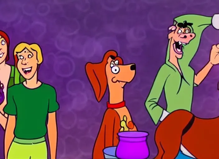 Image similar to scooby doo performing an asmr mouth sounds YouTube video