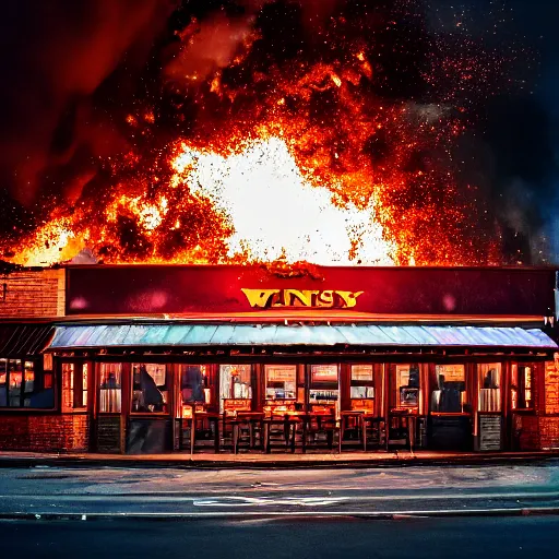 Prompt: Wendy's restaurant exploding, high resolution 8k, photography, tragic,