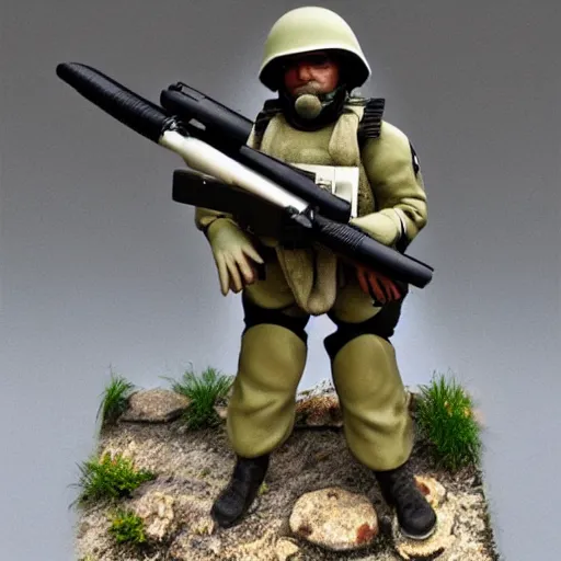 Prompt: « detailed ground drone soldier caring a heavy white gun detailled »