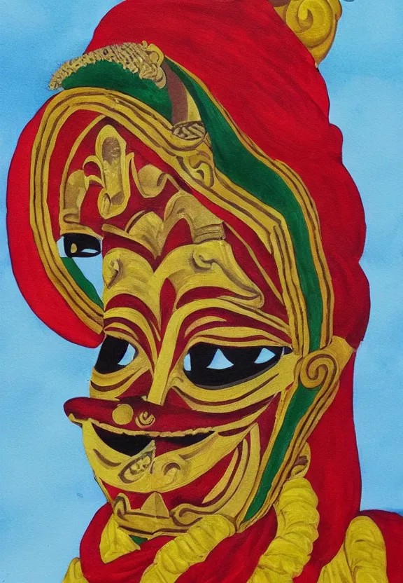 Image similar to sri lankan traditional mask, painting by david painter,