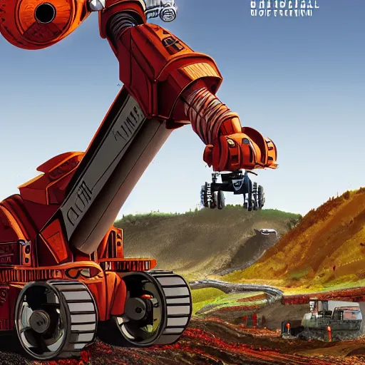 Image similar to giant quadrupedal mining robot, four legs, highly detailed body, industrial robot, photorealistic camera shot, in the style of simon stalenhag