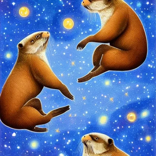 Prompt: otters in space