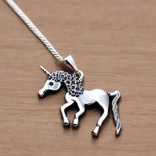 Image similar to a lovely silver unicorn necklace pendant