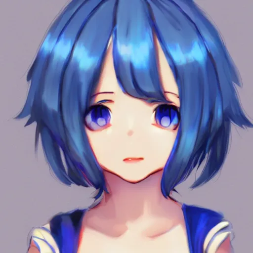 Prompt: cirno touhou, short blue hair, cute, trending on artstation