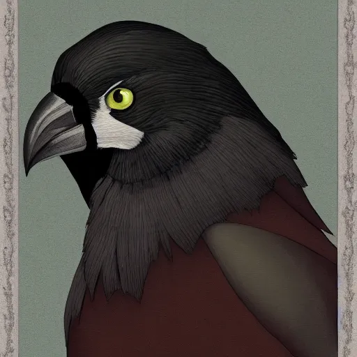 Image similar to a crow that is a kenku monk, dungeons and dragon, portrait