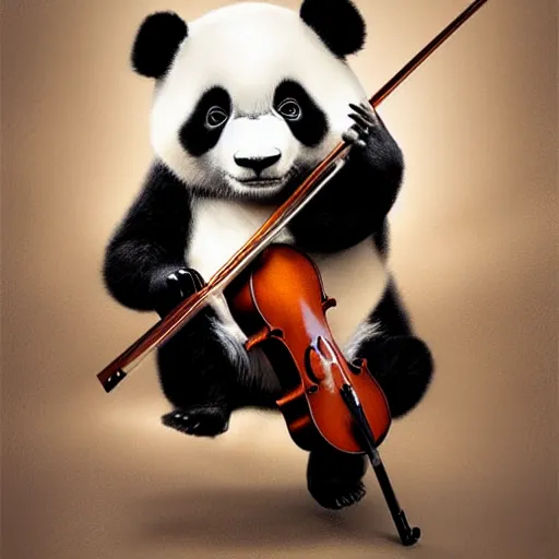 Prompt: panda plays the violin by greg rutkowski and thomas kinkade, trending on artstation, 3 d render octane