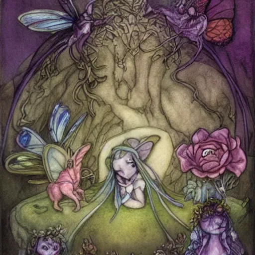 Prompt: fairy pictures in the style of illustrator Brian Froud