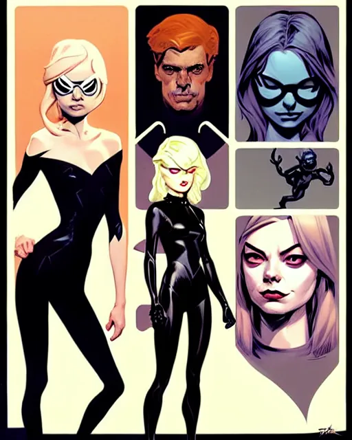 Prompt: rafael albuquerque comic art, peter mohrbacher, phil noto, artgerm, pretty emma stone gwen stacy venom, symmetrical eyes, long blonde hair