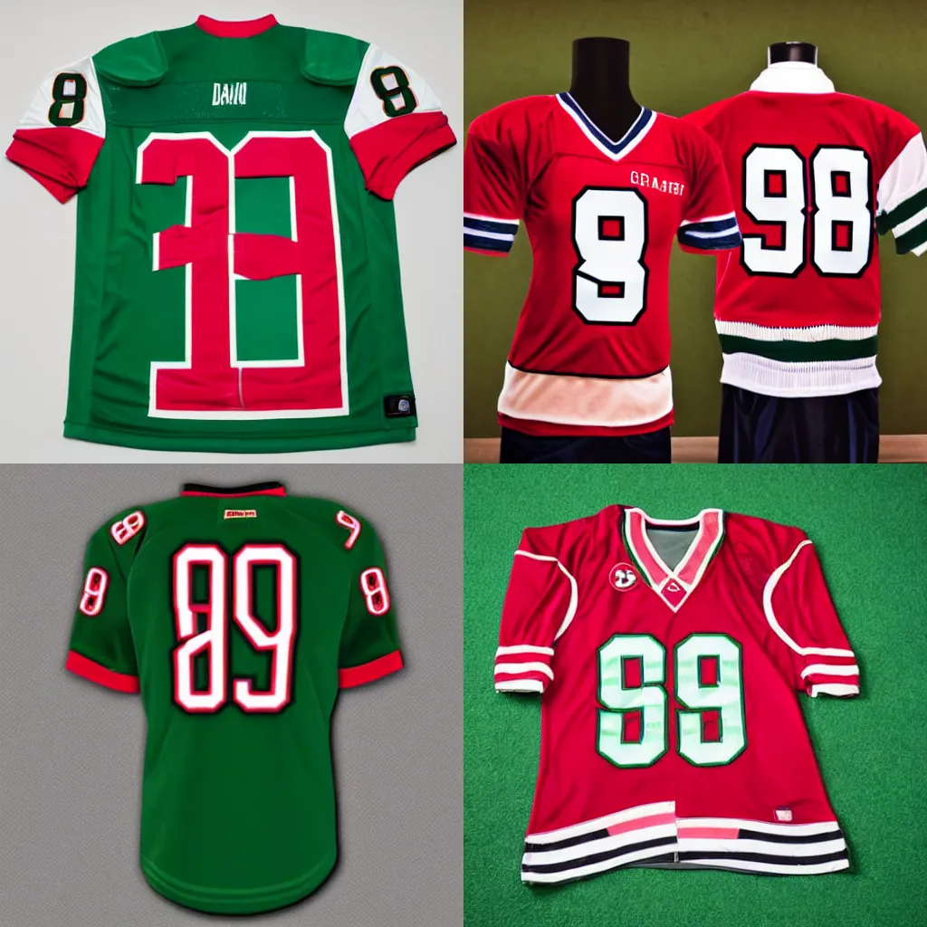 Prompt: number 88 on a sports jersey red and green