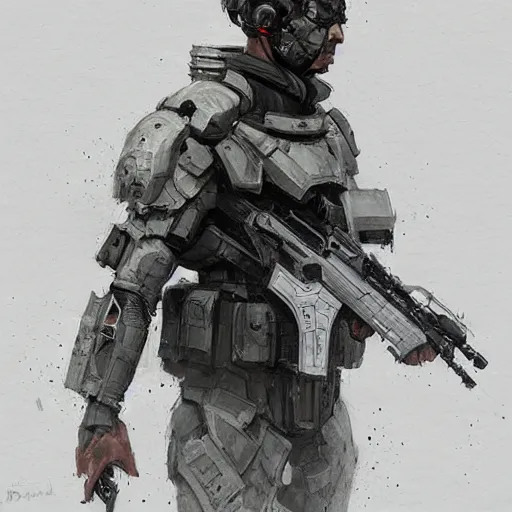 Image similar to concept art by greg rutkowski, soldiers wearing futuristic white and black tactical gear, preparing for combat, brutalist futuristic interior, dim lighting, detailed portraits, nostalgic atmosphere, scifi, digital painting, artstation, concept art, smooth, sharp foccus ilustration, artstation hq