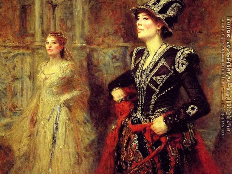 Prompt: a portrait of a female general in early modern france, by gaston bussiere, masterpiece