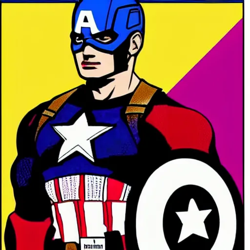 Prompt: captain america with the colours of the lesbian flag
