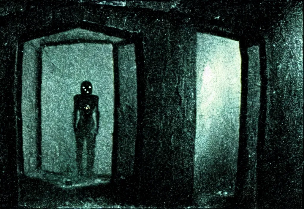 Prompt: a film still of a mysterious portal into a horrifying universe, scifi, horror, photo, nightmare, found footage, creepy, 3 5 mm