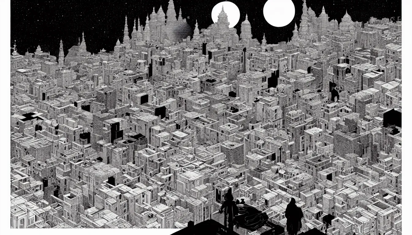 Image similar to calcutta by nicolas delort, moebius, victo ngai, josan gonzalez, kilian eng