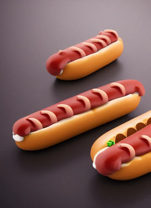 Prompt: plastic cat in form of hotdog, photorealism, canon r 3, symmetry, octane render, unreal engine, dramatic lights, professional studio photo