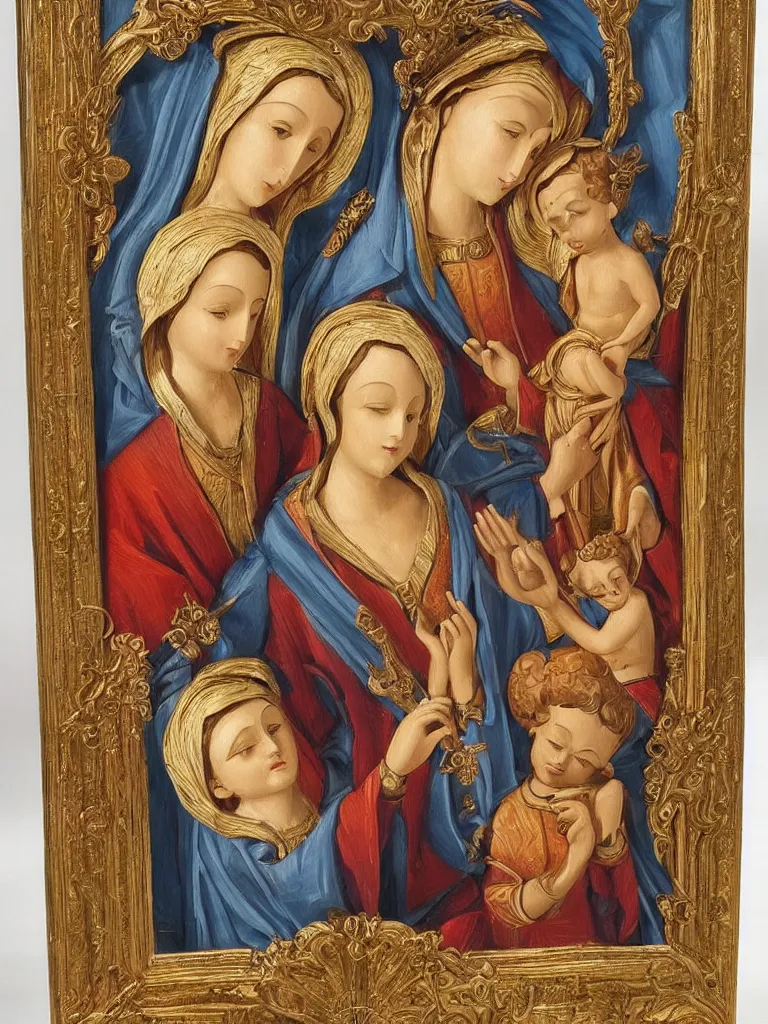 Prompt: an ornate painting of the Holy Family, art deco, intricate, filigree