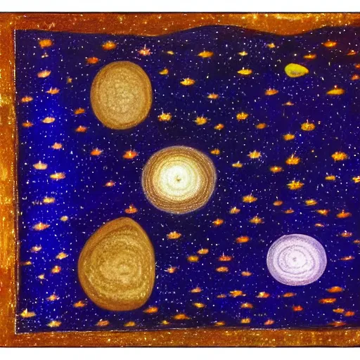 Image similar to The Milky-way galaxy, Sirius A and Sirius B, Painting by the Dogon people of Mali