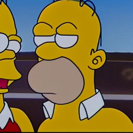 Prompt: Movie still of a 100% accurate photo realistic depiction of homer Simpson, highly detailed