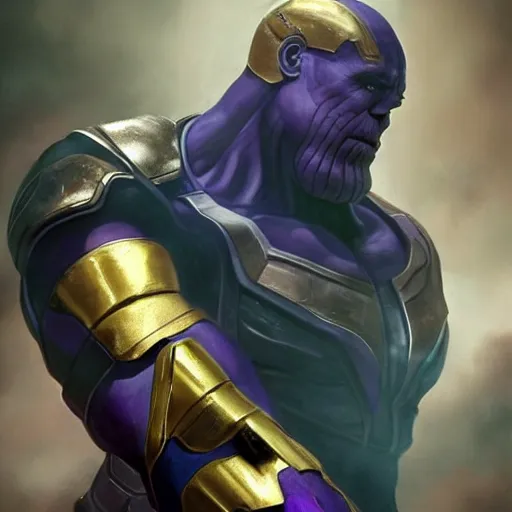 Prompt: thanos with the infinity gauntlet on a battlefield, artstation hall of fame gallery, editors choice, #1 digital painting of all time, most beautiful image ever created, emotionally evocative, greatest art ever made, lifetime achievement magnum opus masterpiece, the most amazing breathtaking image with the deepest message ever painted, a thing of beauty beyond imagination or words