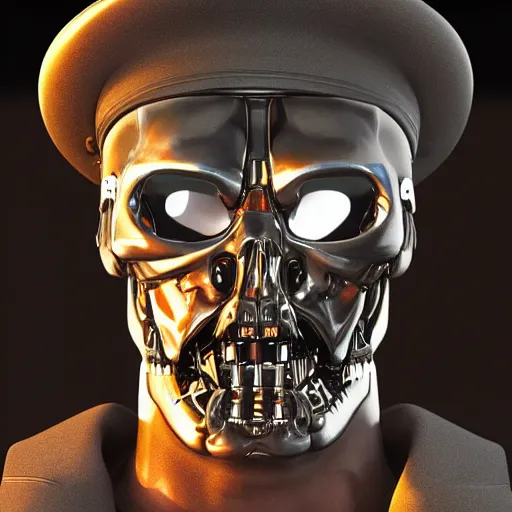 Prompt: a terminator t - 8 0 0 wearing a sombrero, hyper realistic, detailed, digital art, unreal engine 6