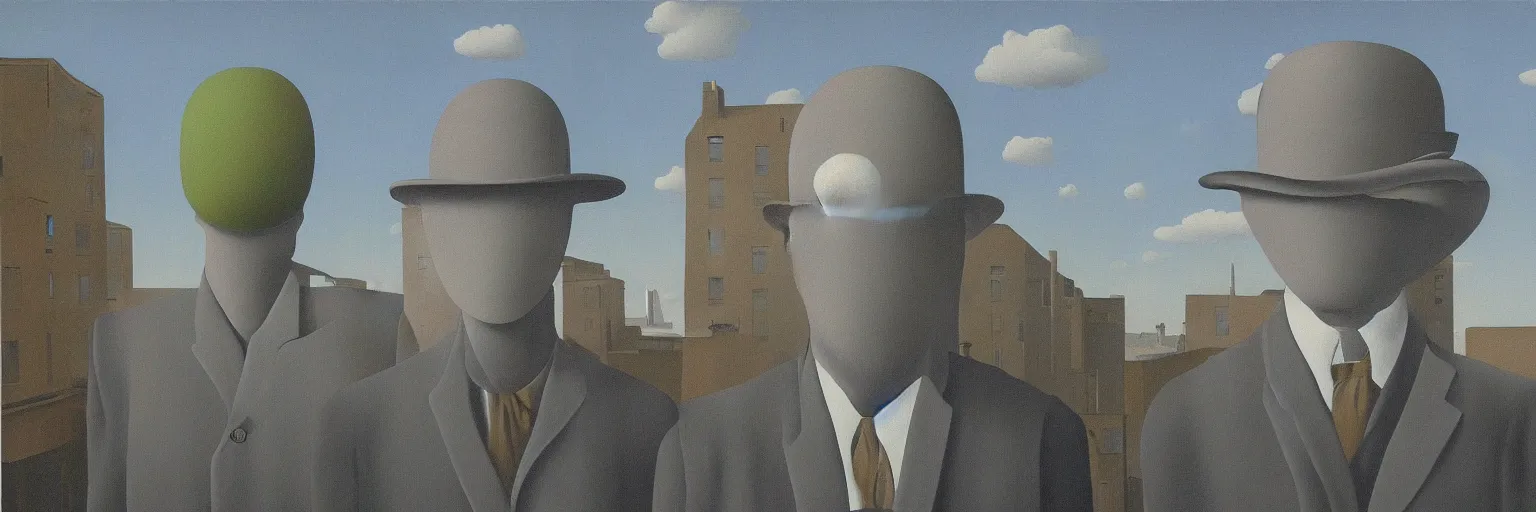 Prompt: silver ware painting magritte