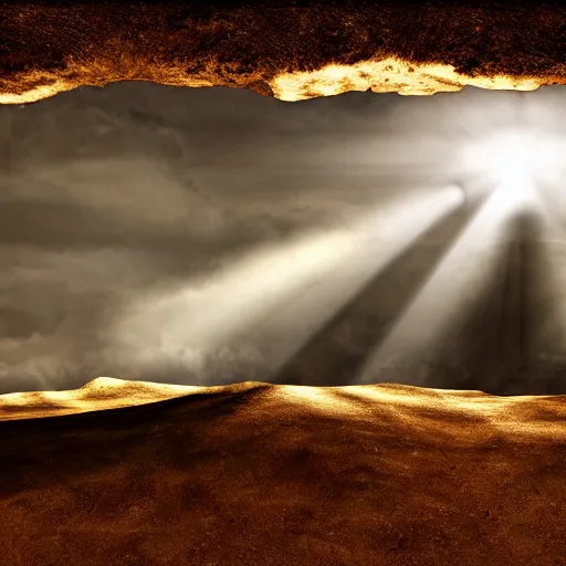 Prompt: the location of the buried treasure, god rays, dramatic lighting, highly textured, highly detailed, mysterious