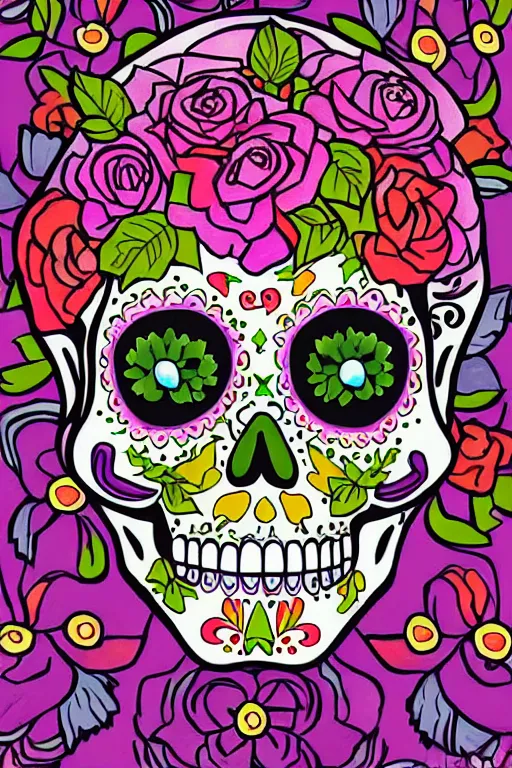 Image similar to Illustration of a sugar skull day of the dead girl, art by Erin Hanson