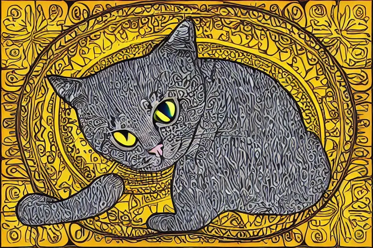 Prompt: a vector illustration of a cat goddess, highly detailed, elegant