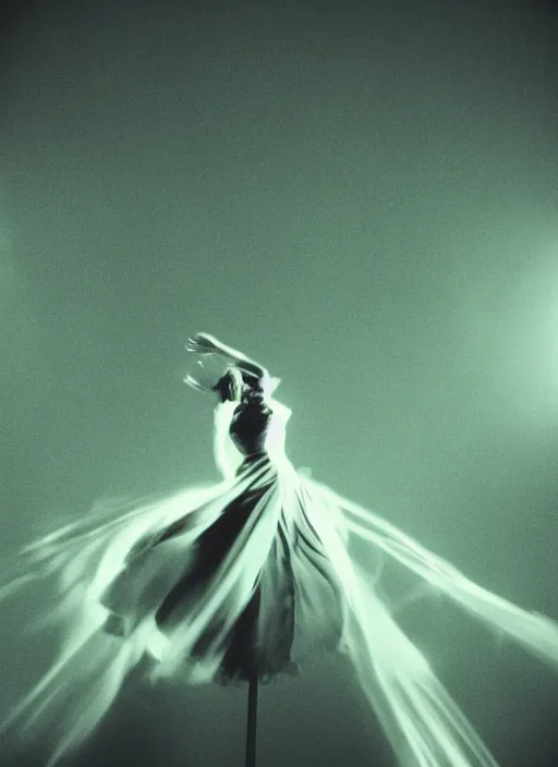 Prompt: elegant female ascending into the sky, glowing aura, motion blur, out of focus, film grain, cinematic lighting, experimental film, shot on 1 6 mm, soft lighting
