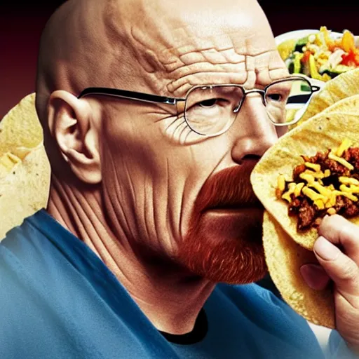 Prompt: sketch of walter white eating a taco,8k,real photo