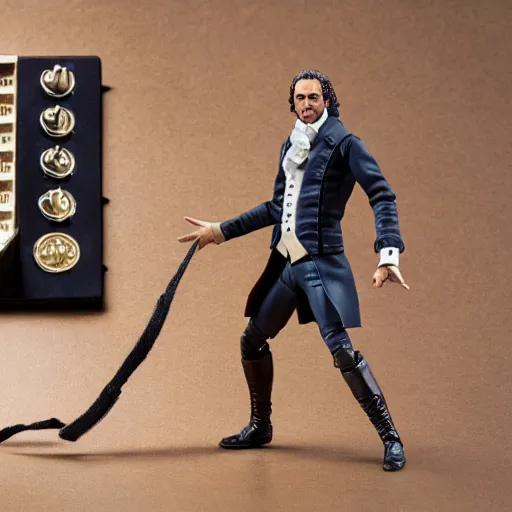 Image similar to action figure from the broadway musical hamilton, award winning product photography