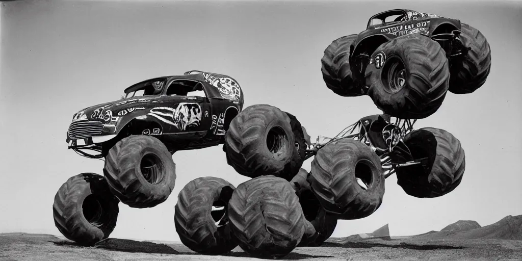 Image similar to monster truck rally, Salvador Dalí