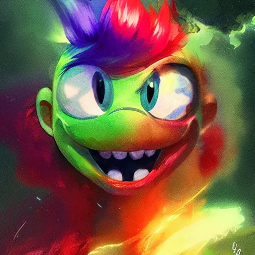 Prompt: rainbow corrupted yoshi, greg rutkowski