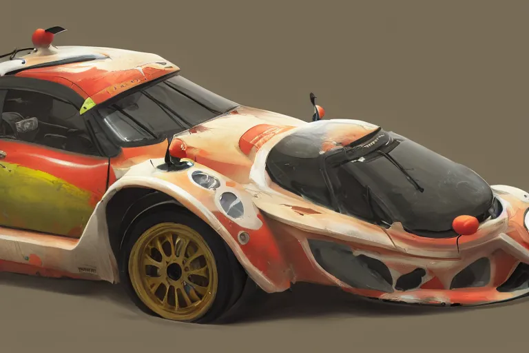 Prompt: a cartoony rally car, in the style of Rayman origins, michael ancel, Ruan Jia and Mandy Jurgens and Greg Rutkowski, trending on Artstation, award winning, unreal engine, octane render H 1024