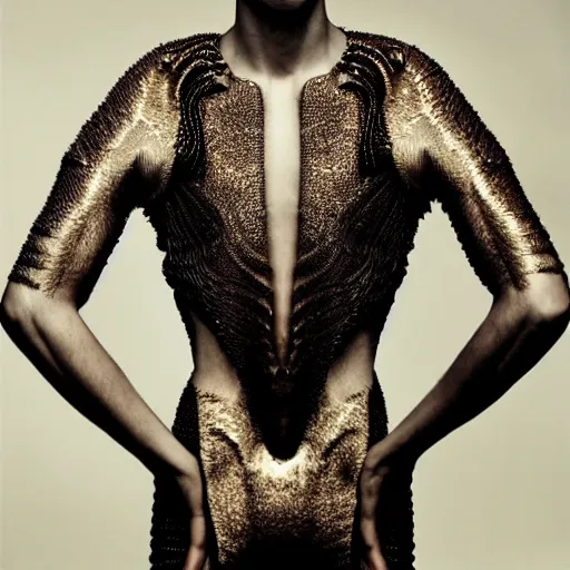 Image similar to a beautiful young male wearing iris van herpen, photographed by erwin olaf