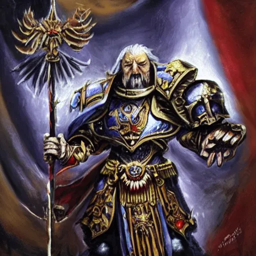 Prompt: joe biden as the emperor of mankind from warhammer 4 0 k, portrait
