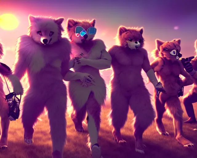 Image similar to high - resolution photograph from a nanopunk era furry fandom convention ( midwest furfest 2 0 4 7 ), taking place after the genetic revolution and singularity. photorealistic.