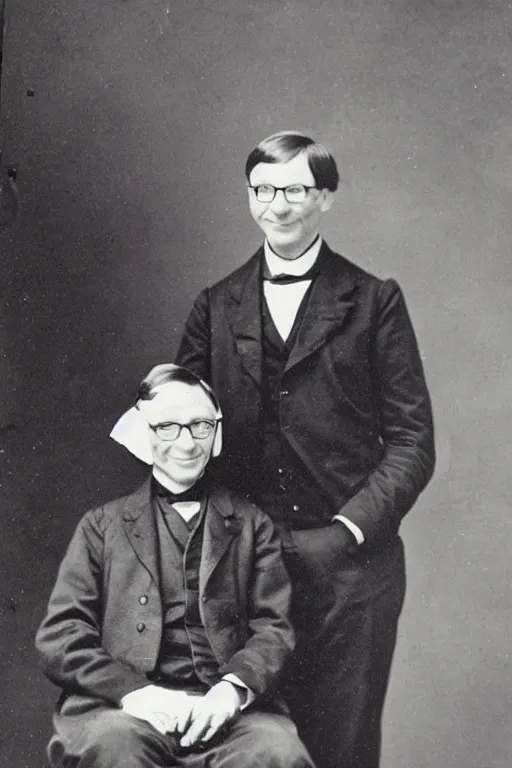 Prompt: a victorian photo of bill gates and a cow