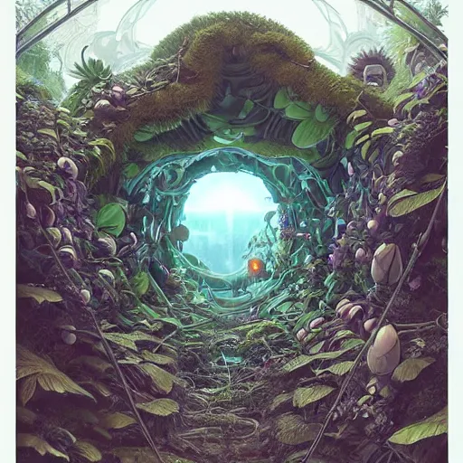 Prompt: portal to a futuristic vegetative world, extremely detailed, sharp focus, wide view, full body shot, smooth, digital illustration, by, rutkowski, by rossdraws, frank franzzeta, sakimichan, mcbess, gerald brom!!!