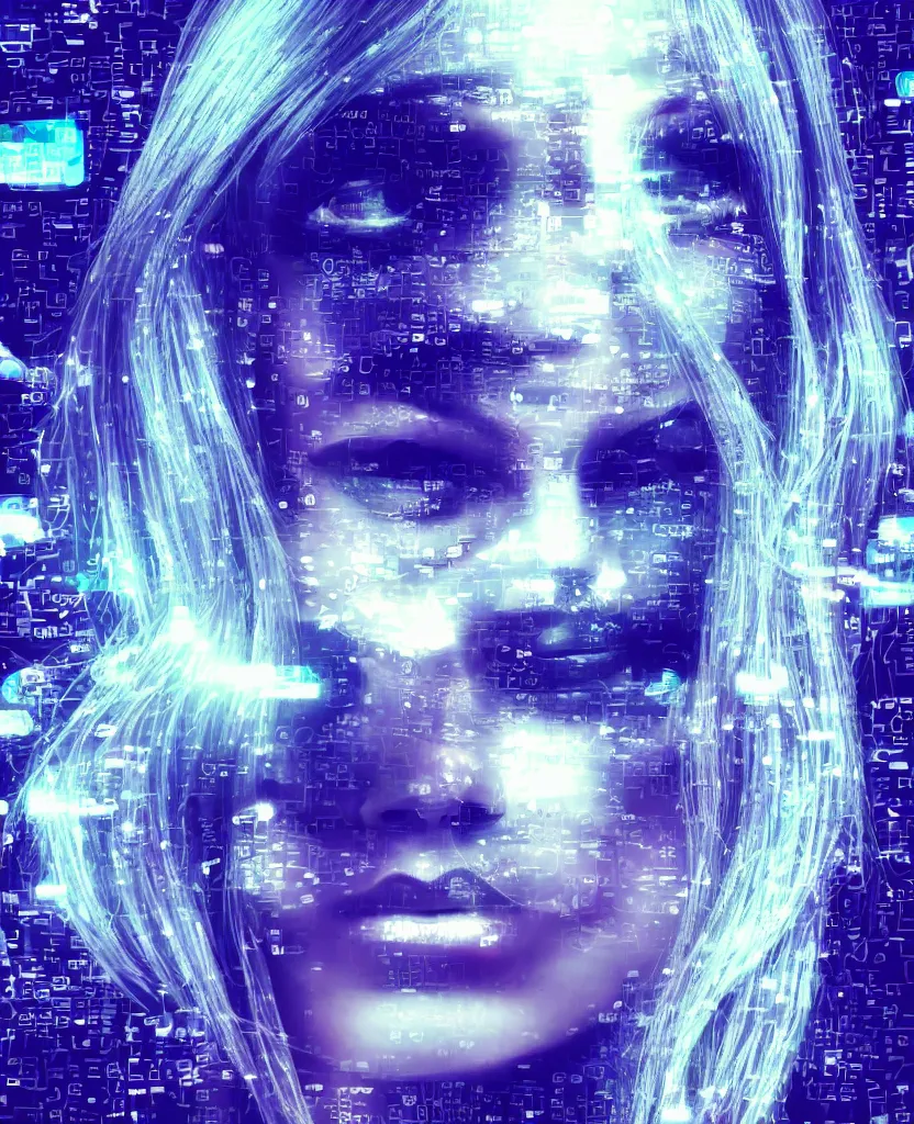 Prompt: A broken monitor with a calm AI women's face on it. Very very very strong glitches on the monitor. The face is blurry with glitches. Extremely high detail, glitchcore, glitches, glitch, cyberpunk, 8k render