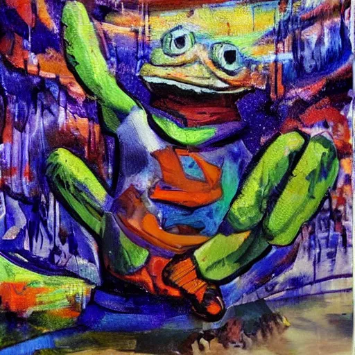 Image similar to pepe love, ancient, history, oil painting