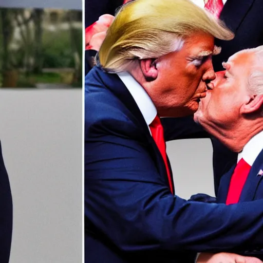 Prompt: donald trump kissing himself