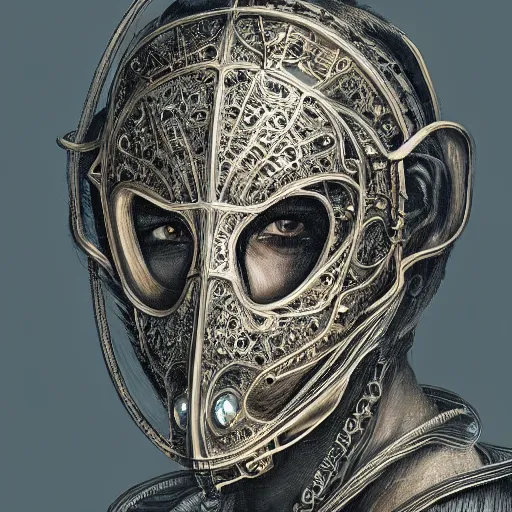 Image similar to Very very very very highly detailed epic portrait photo of face with venetian mask, intricate, dystopian, sci-fi, extremely detailed, digital painting, artstation, concept art, smooth, sharp focus, illustration, intimidating lighting, incredible art by Tokujin Yoshioka and Anton Pieck