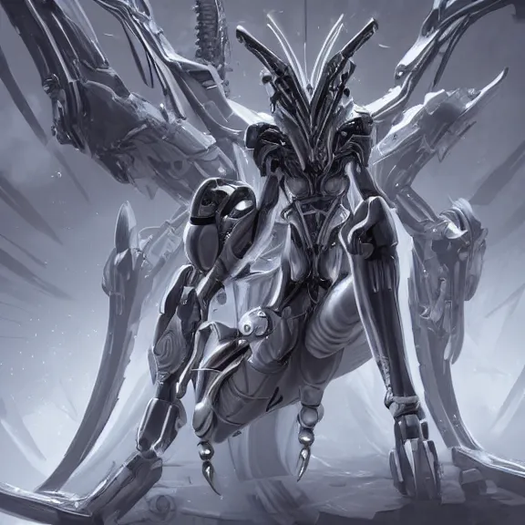 Image similar to extremely detailed mawshot of a giant beautiful stunning goddess anthropomorphic hot robot mecha female dragon, silver sharp streamlined armor, detailed maw, glowing Purple LED eyes, eating a tiny human, food pov, micro pov, vore, dragon art, warframe fanart, Destiny fanart, macro art, furry art, furaffinity, DeviantArt, Eka's Portal, G6