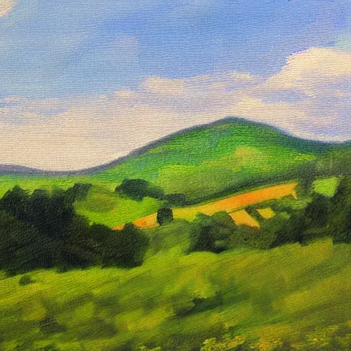 Prompt: professional landscape painting of the czech countryside