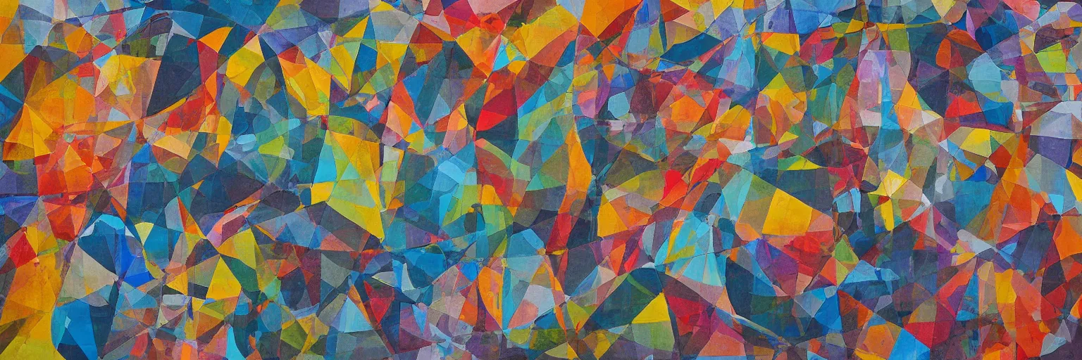 Image similar to abstract landscape, Street Art, Mural, Hypercube, Non-Euclidian, Catalan solids