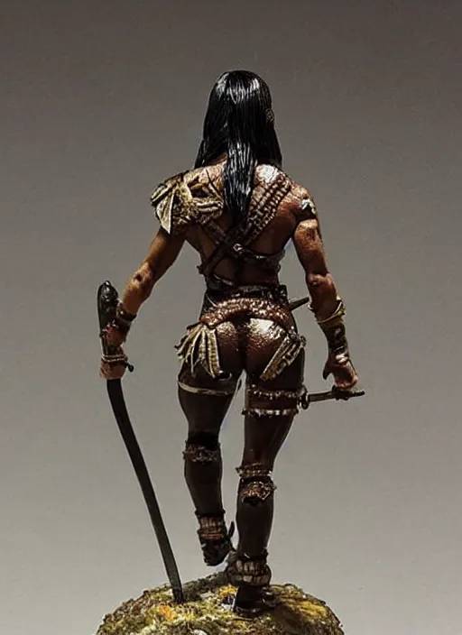 Image similar to Fine Image on the store website, eBay, Full body, 80mm resin detailed miniature of a Muscular female warrior, view from behind